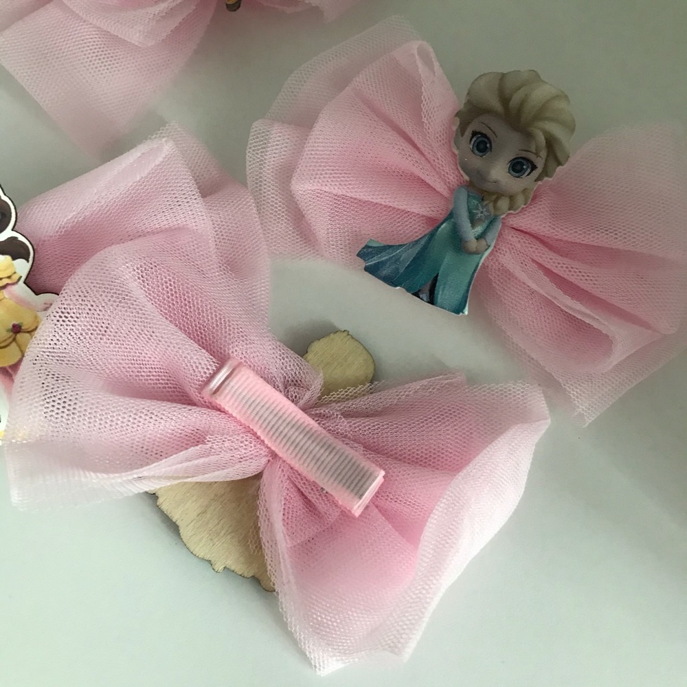 Princess Frozen Elsa Belle Cute Pink Hair Clips - Picture 7 of 7
